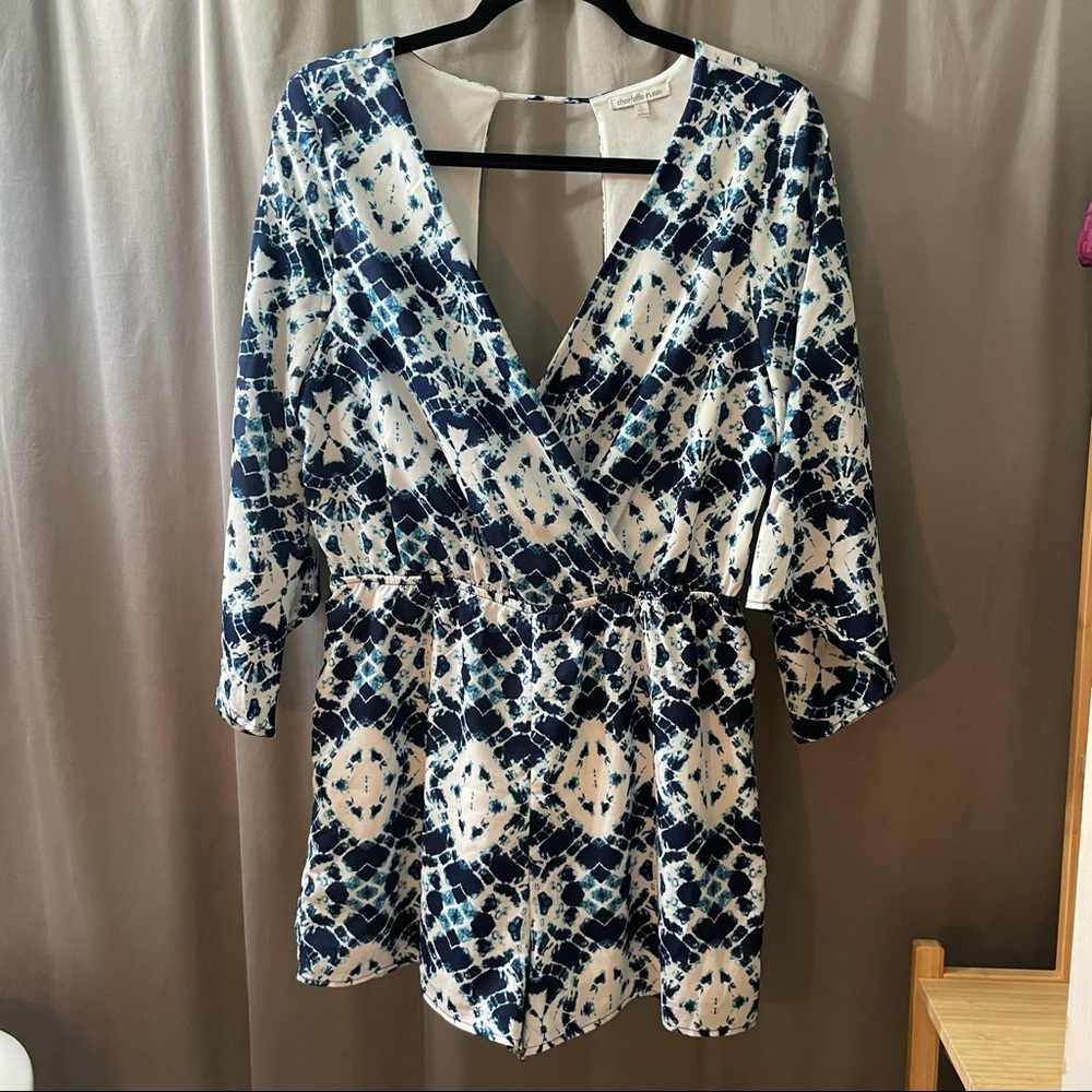 Charlotte Russe Open Back 3/4 Sleeve Romper